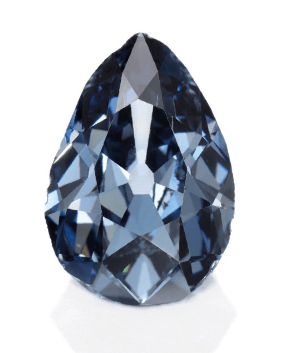 The Farnese Blue Diamond - a historic 6.16-carat pear-shaped Fancy Dark Grey-Blue Diamond (Courtesy of Sotheby's Auction House)
