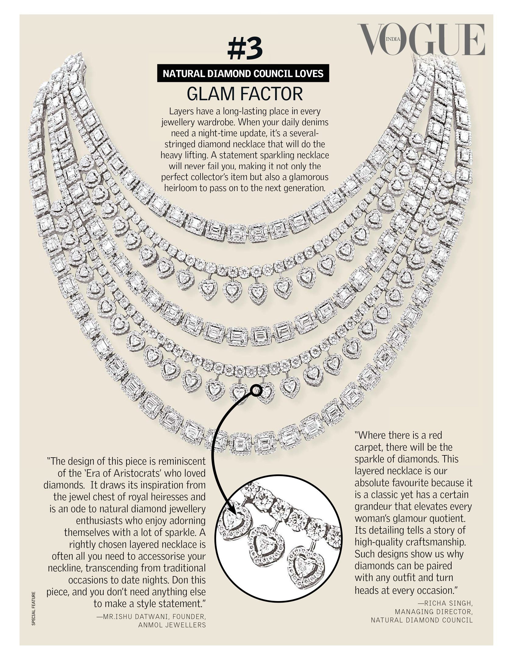 Layered natural diamond necklace