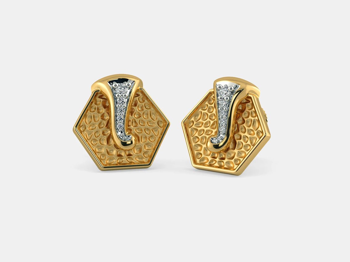 Ganesha inspired Natural diamonds ear studs