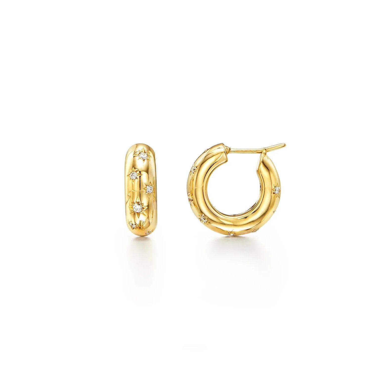 gold and diamond hoops