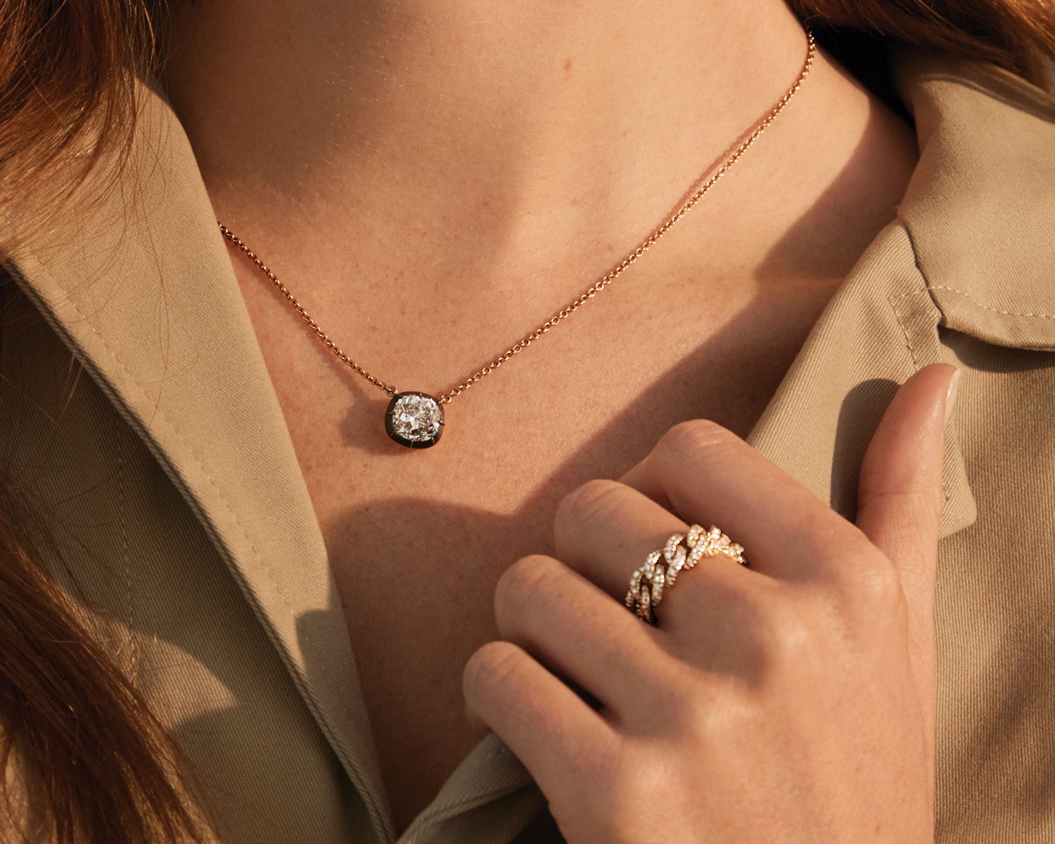 Mother's Day jewelry gifts Stephen Russell diamond necklace and beladora diamond ring