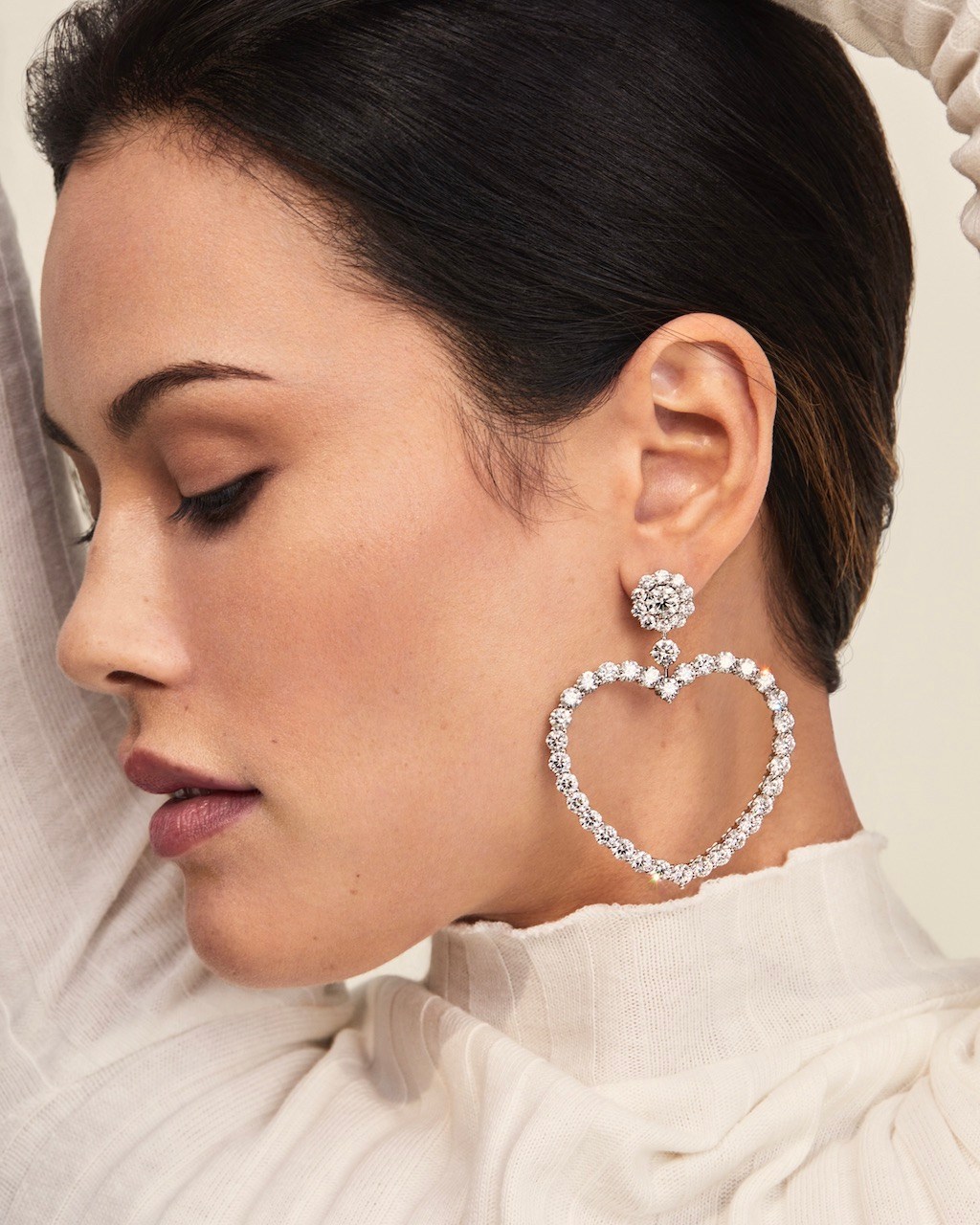 heart jewelry: diamond heart earrings