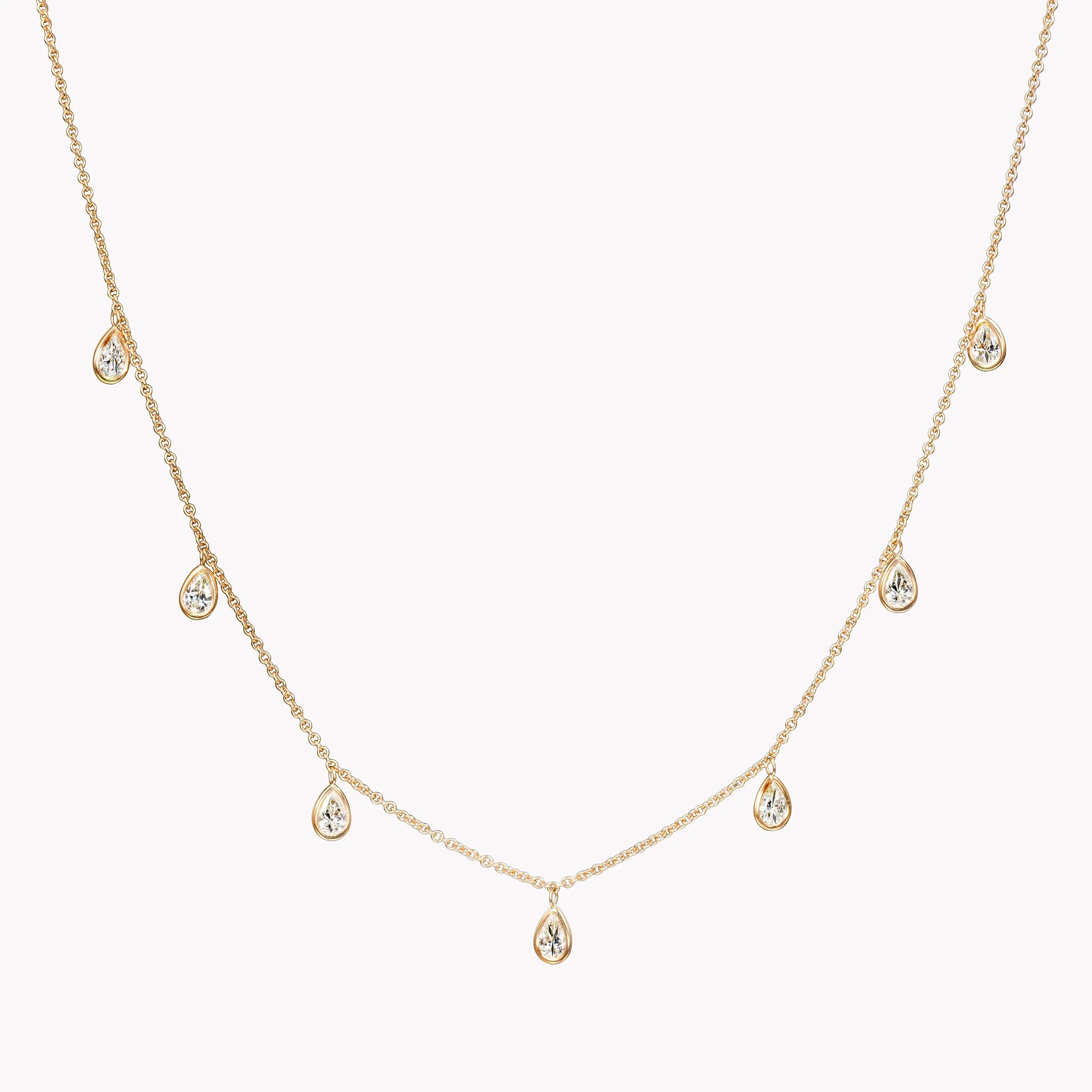 pear shaped diamond dangle necklace