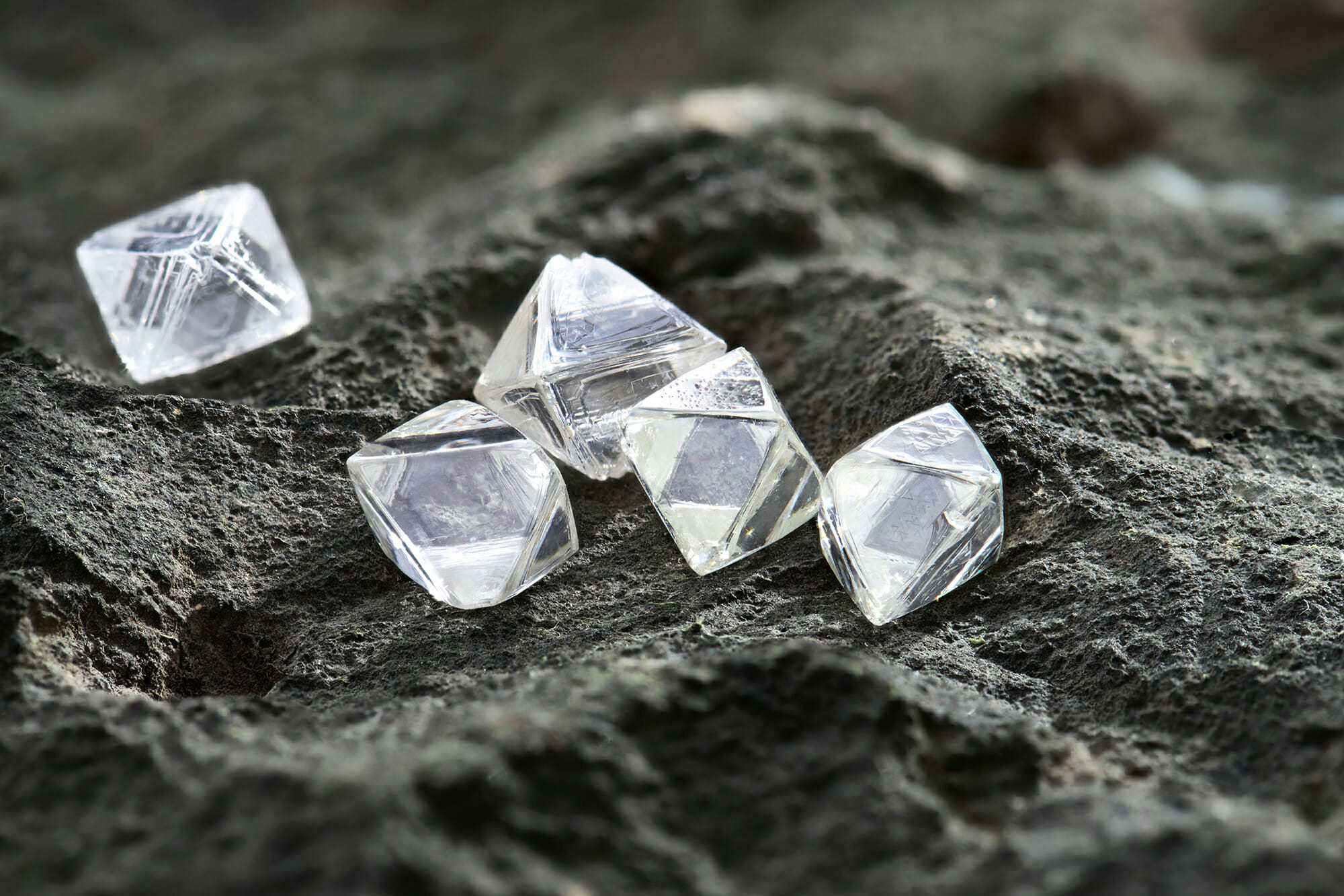 Princess Cut Diamonds Five Octahedron shapes rough diamonds