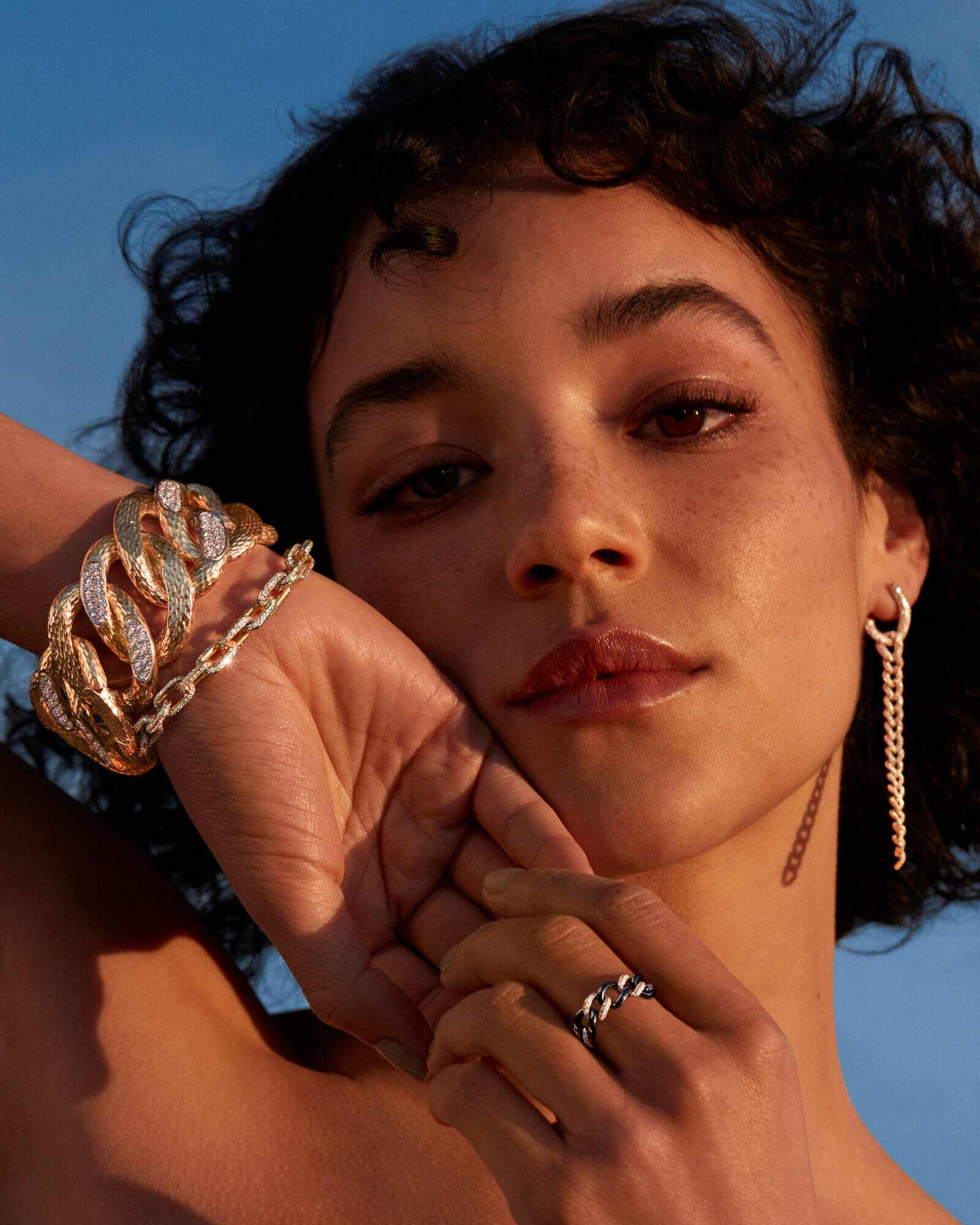 bracelet stack of diamond chains