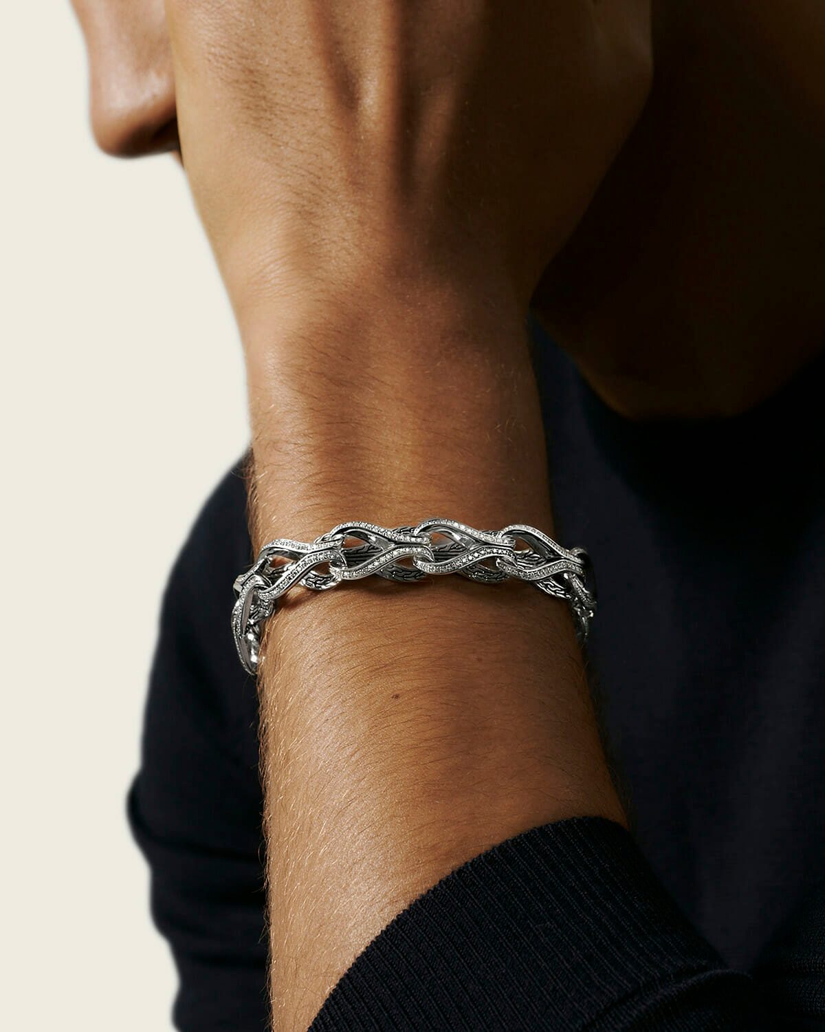 John Hardy Asli Classic Chain Link Bracelet with Diamonds