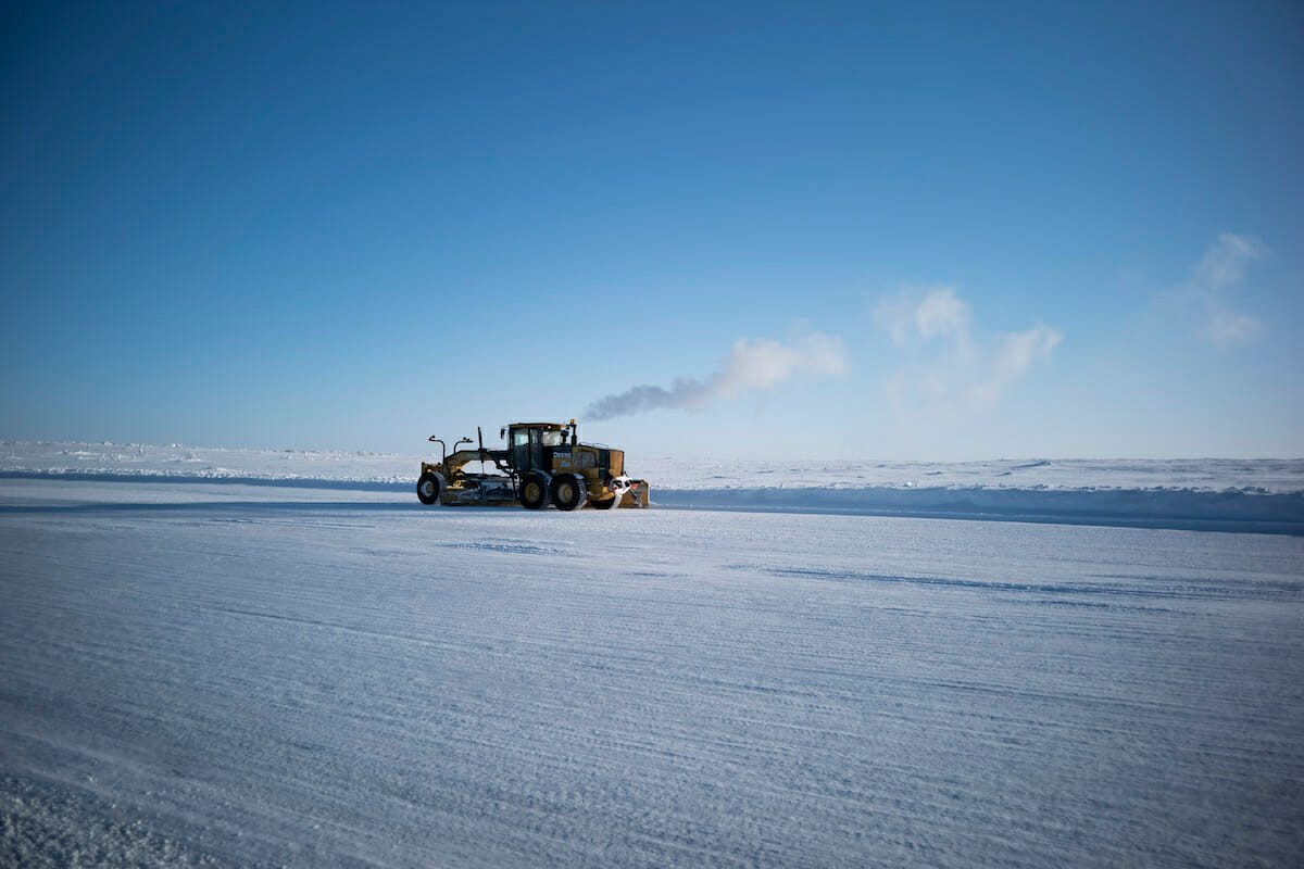 A truck on Canada's diamond ice road