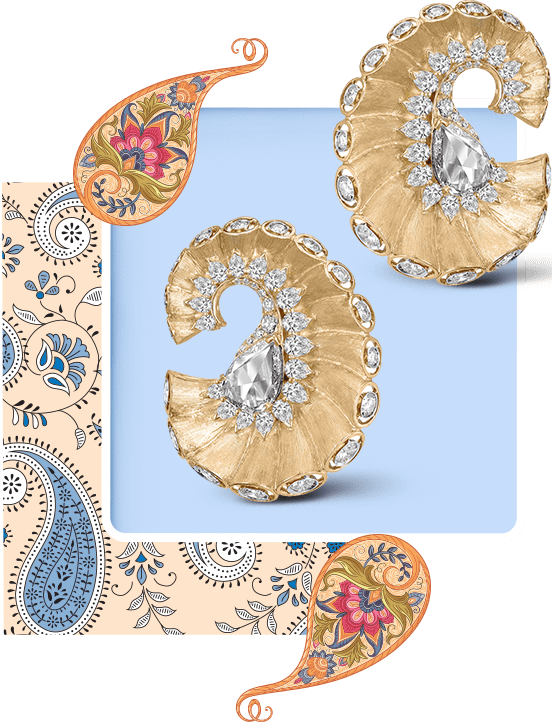 gold and diamond paisley earrings
