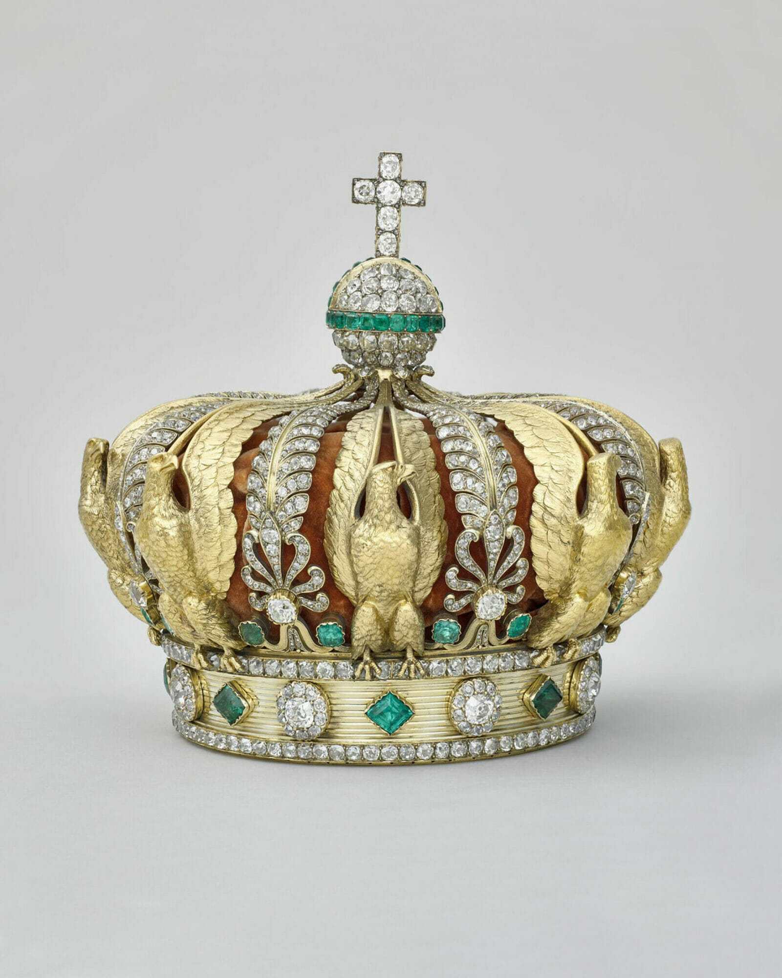 Empress Eugénie's crown featuring 1,354 diamonds and 56 emeralds.