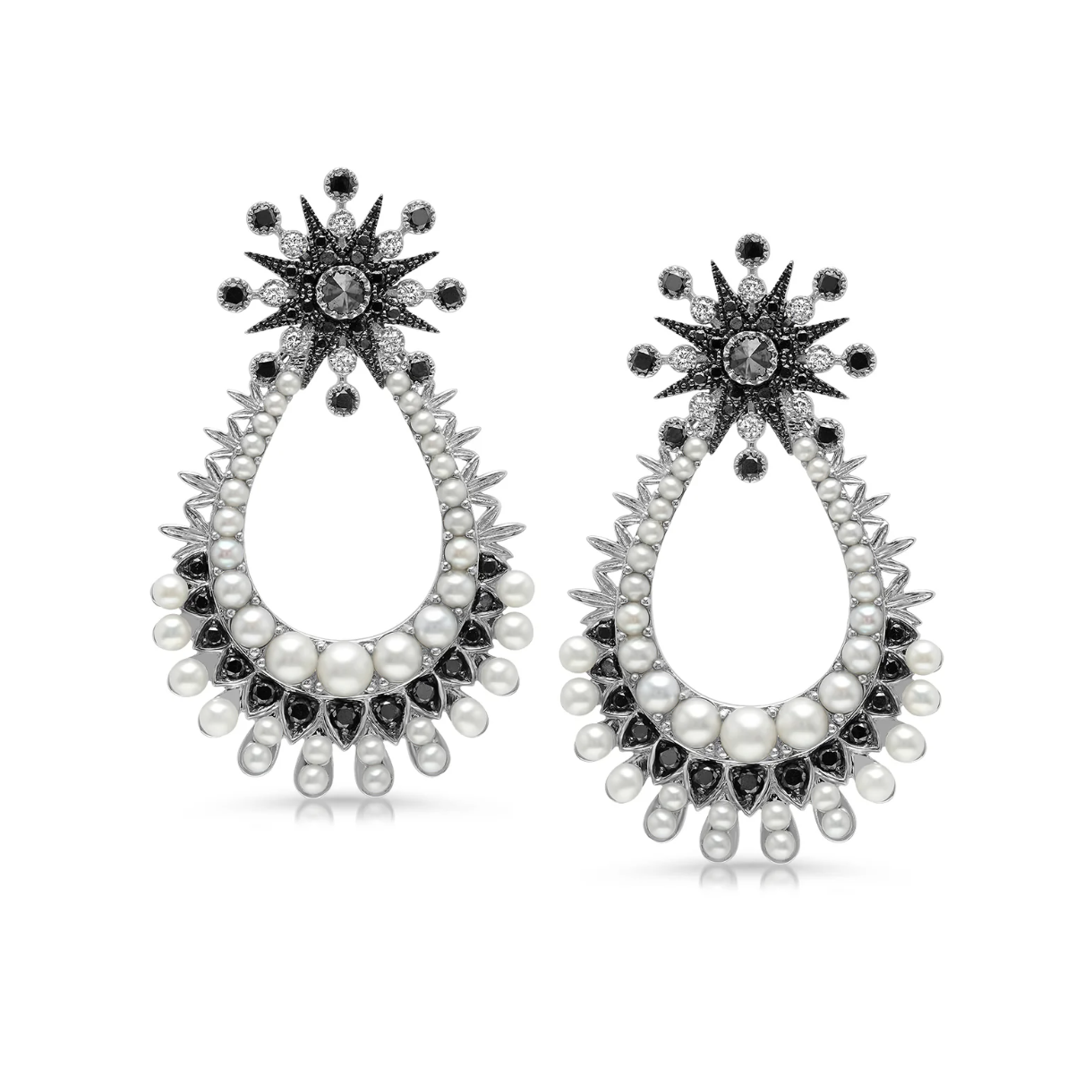 black diamond and pearl earrings