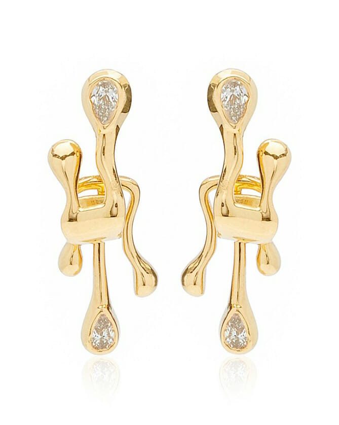 Made by Malyia 18K Yellow Gold Tear Drop Ear Huggie