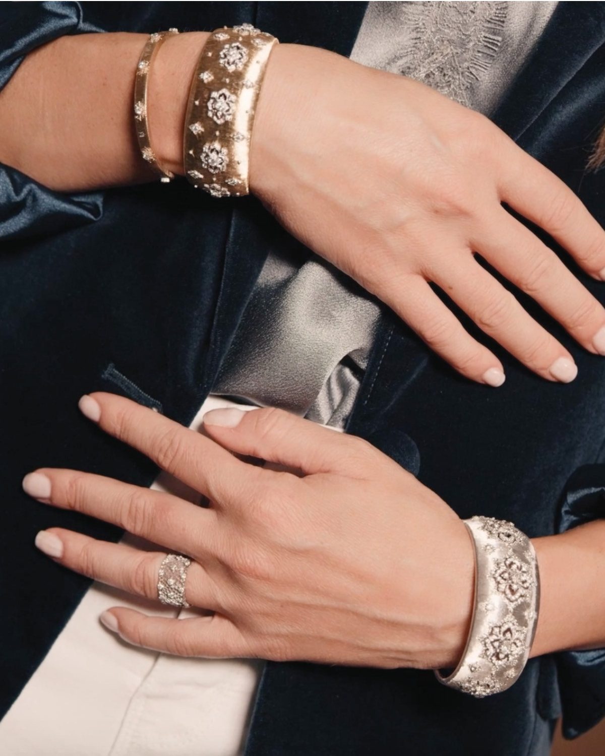 Buccellati diamond rings and cuffs