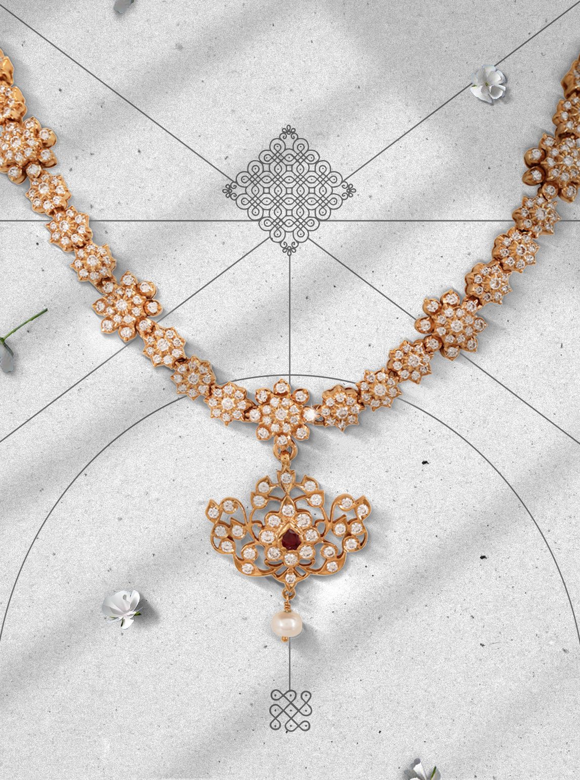 Closed setting diamond necklace