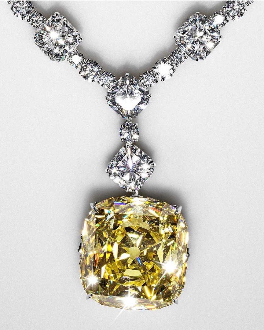 The 128.54-carat Tiffany yellow diamond necklace. (Courtesy of Tiffany & Co.)