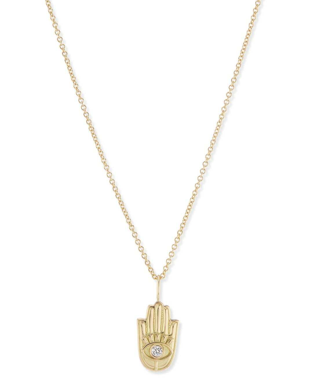 Brent Neale Mini Gold Hamsa Pendant with Stone Eye, $2,650, brentneale.com