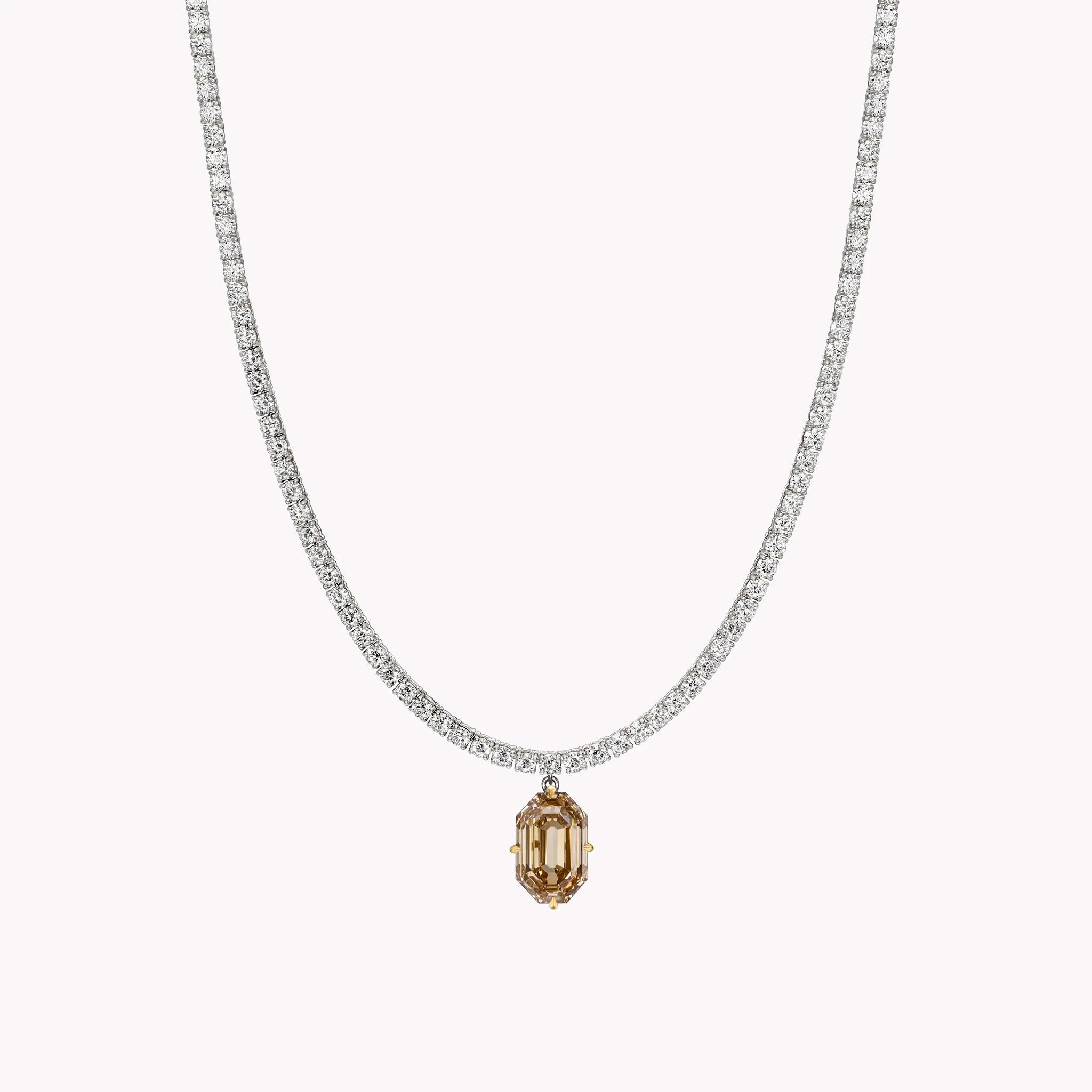 brown diamond tennis necklace