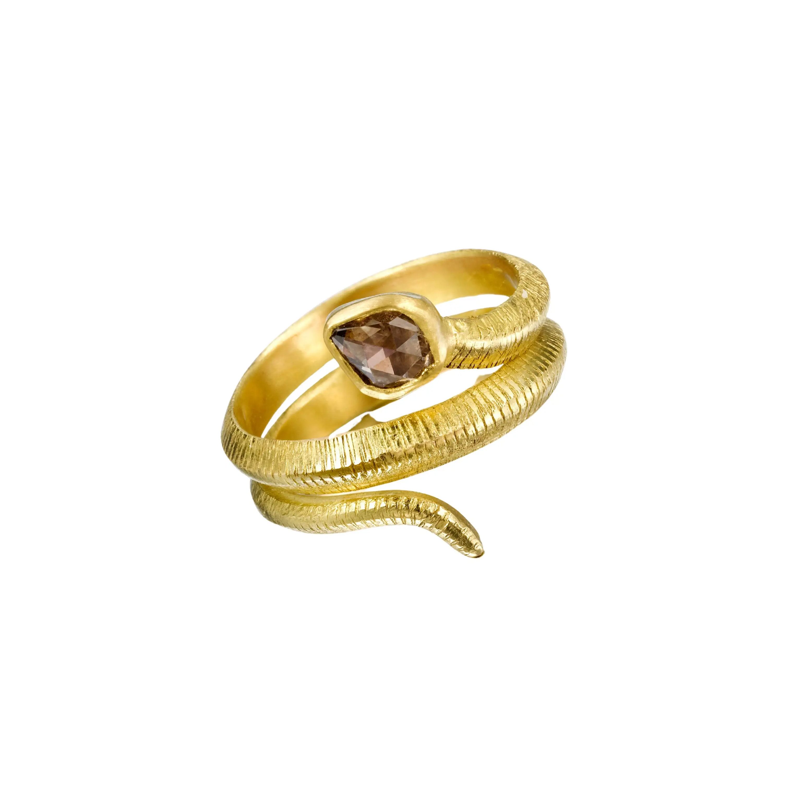 brown diamond snake ring
