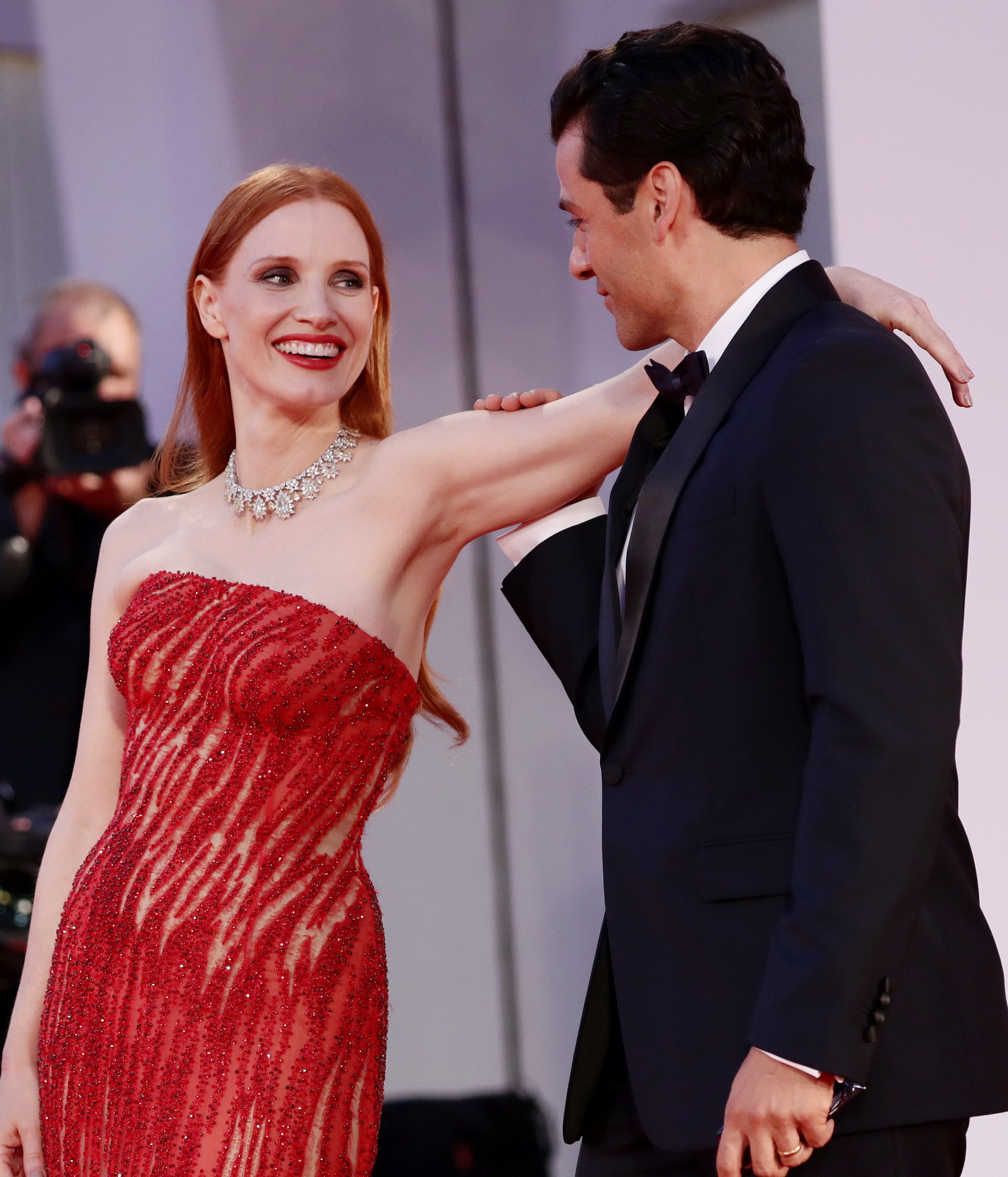 Jessica Chastain and Oscar Isaac attend the 78th Venice International Film Festival