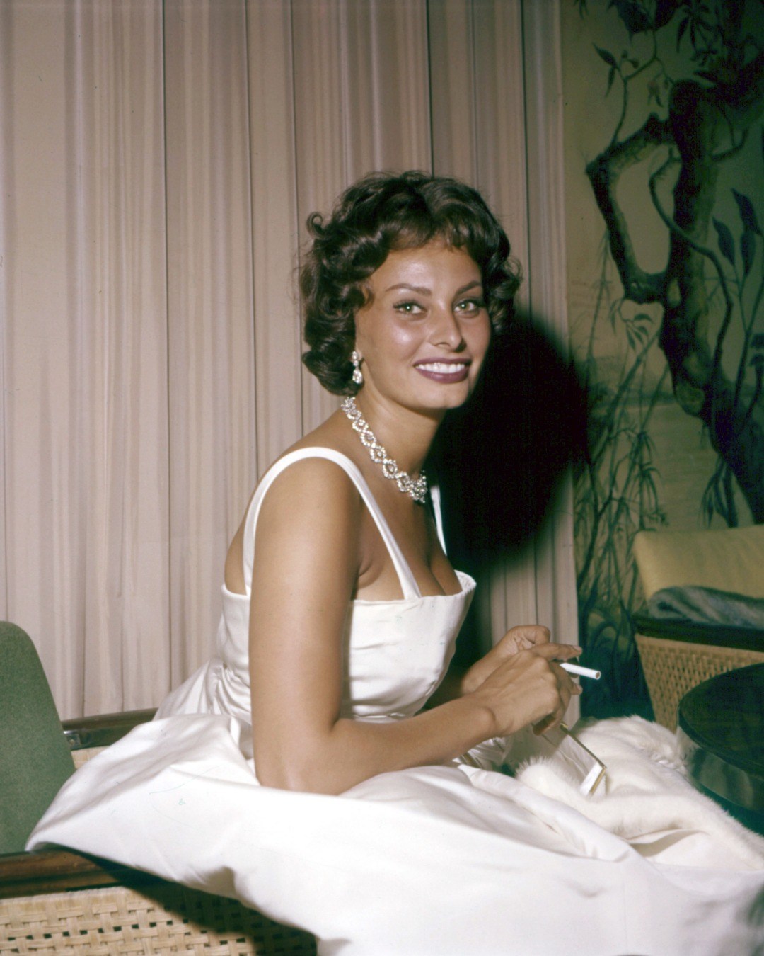 The Italian actress Sophia Loren smiling during the Venice Film Festival