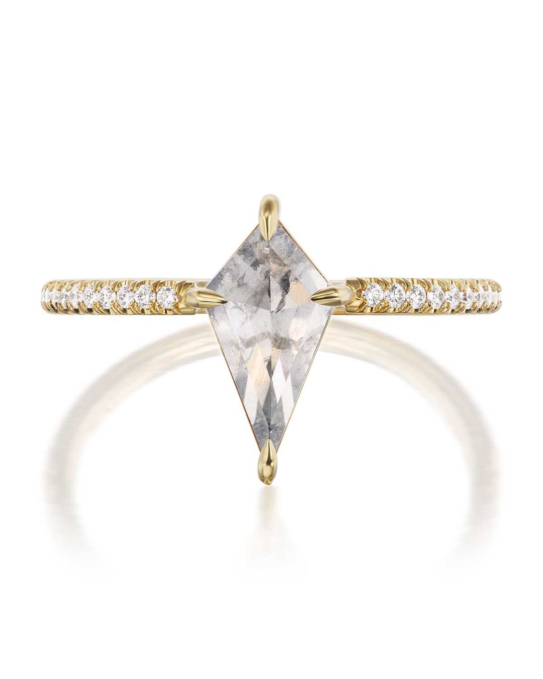 kite shaped diamond engagement ring