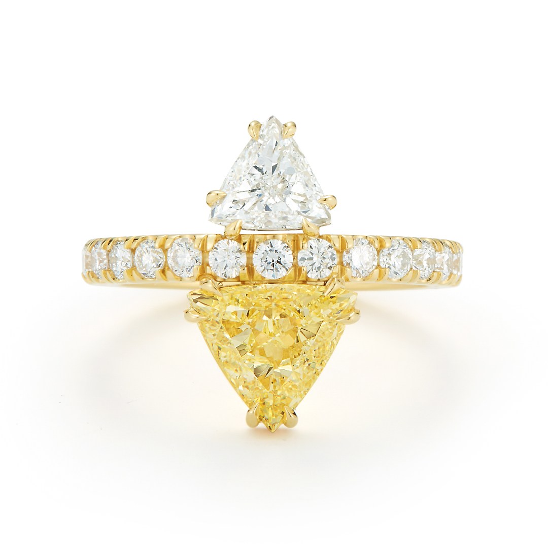 trillion-cut diamonds engagement ring