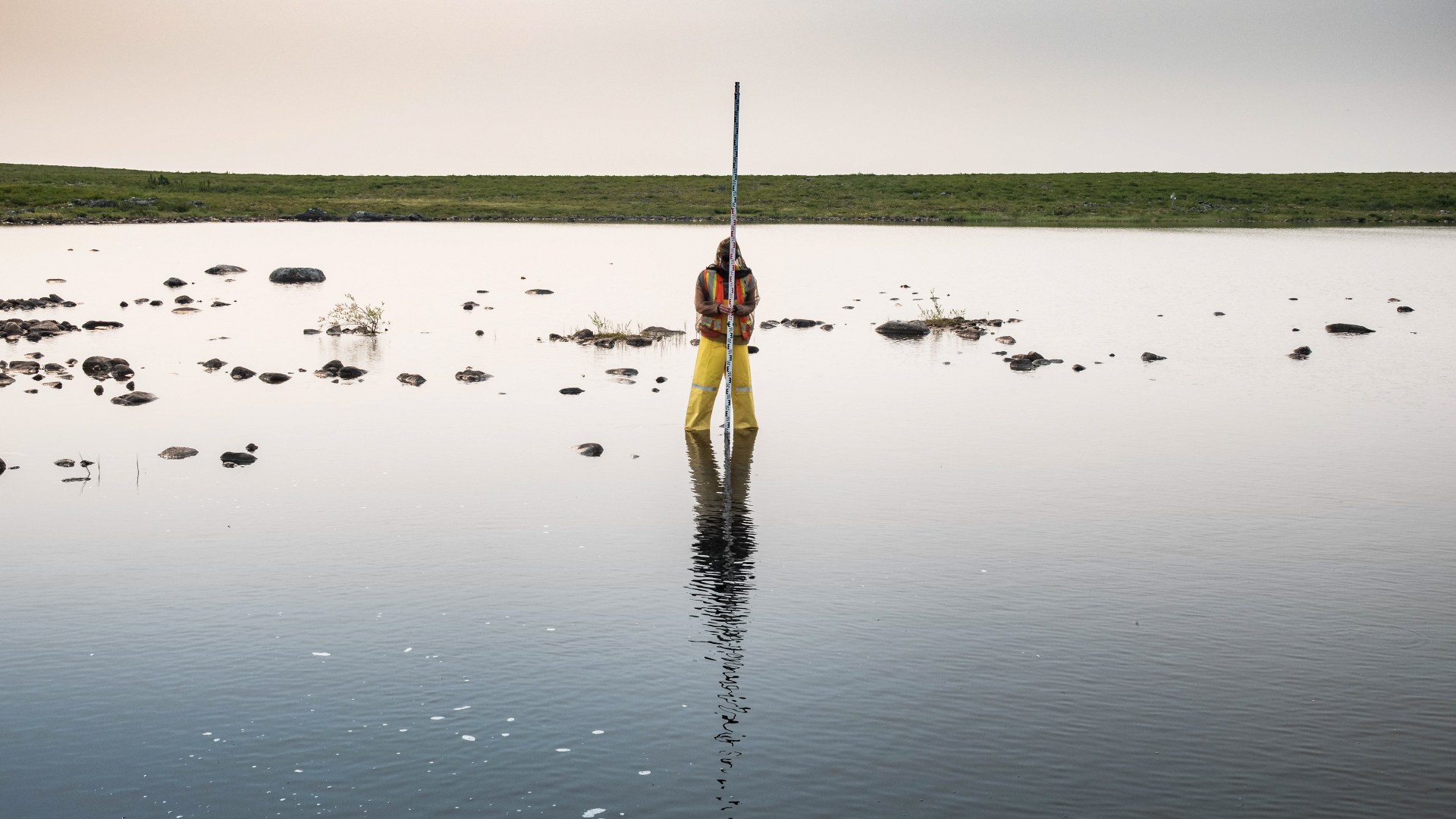 Water testing at Gahcho Kué diamond mine in Northwest Territories in Summer