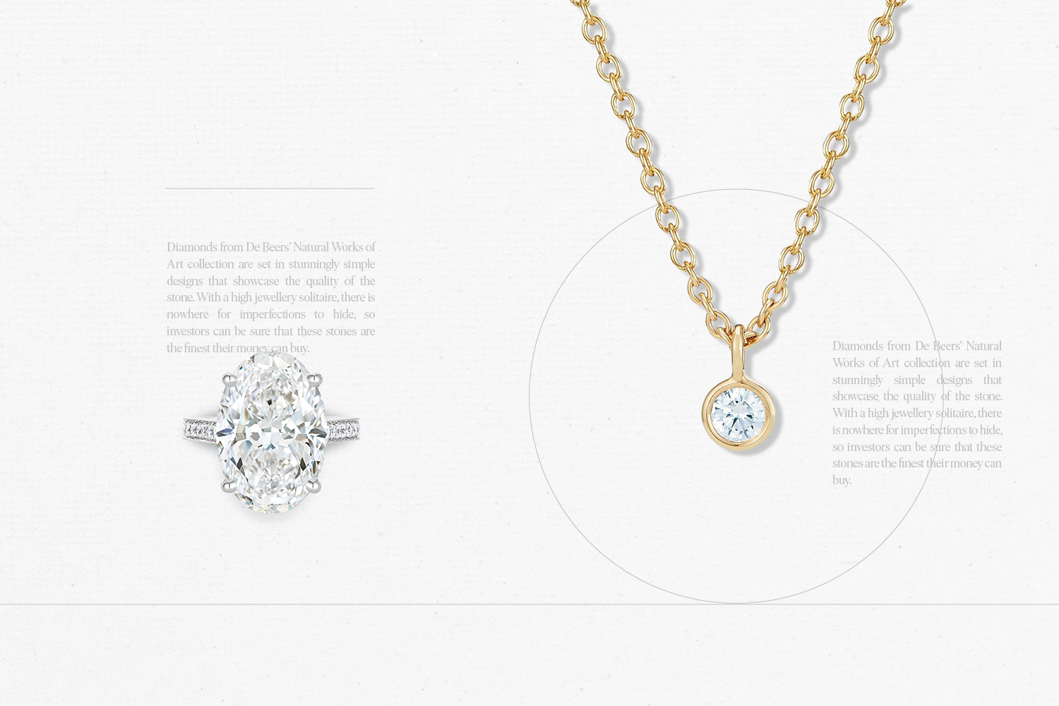 Natural Diamond Solitaire ring and necklace by De Beers