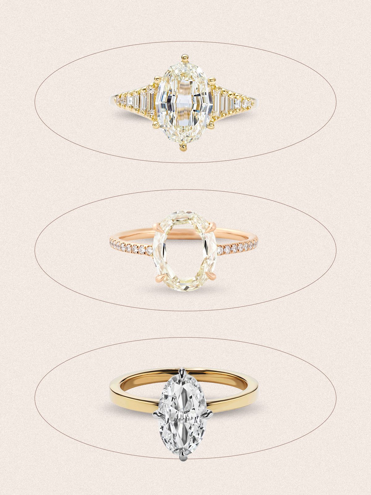 Modern oval diamond bypass ring