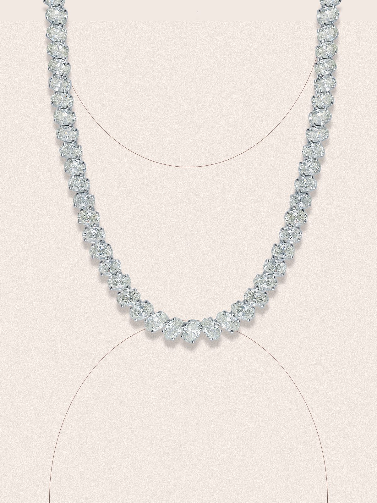 Oval diamond drop necklace