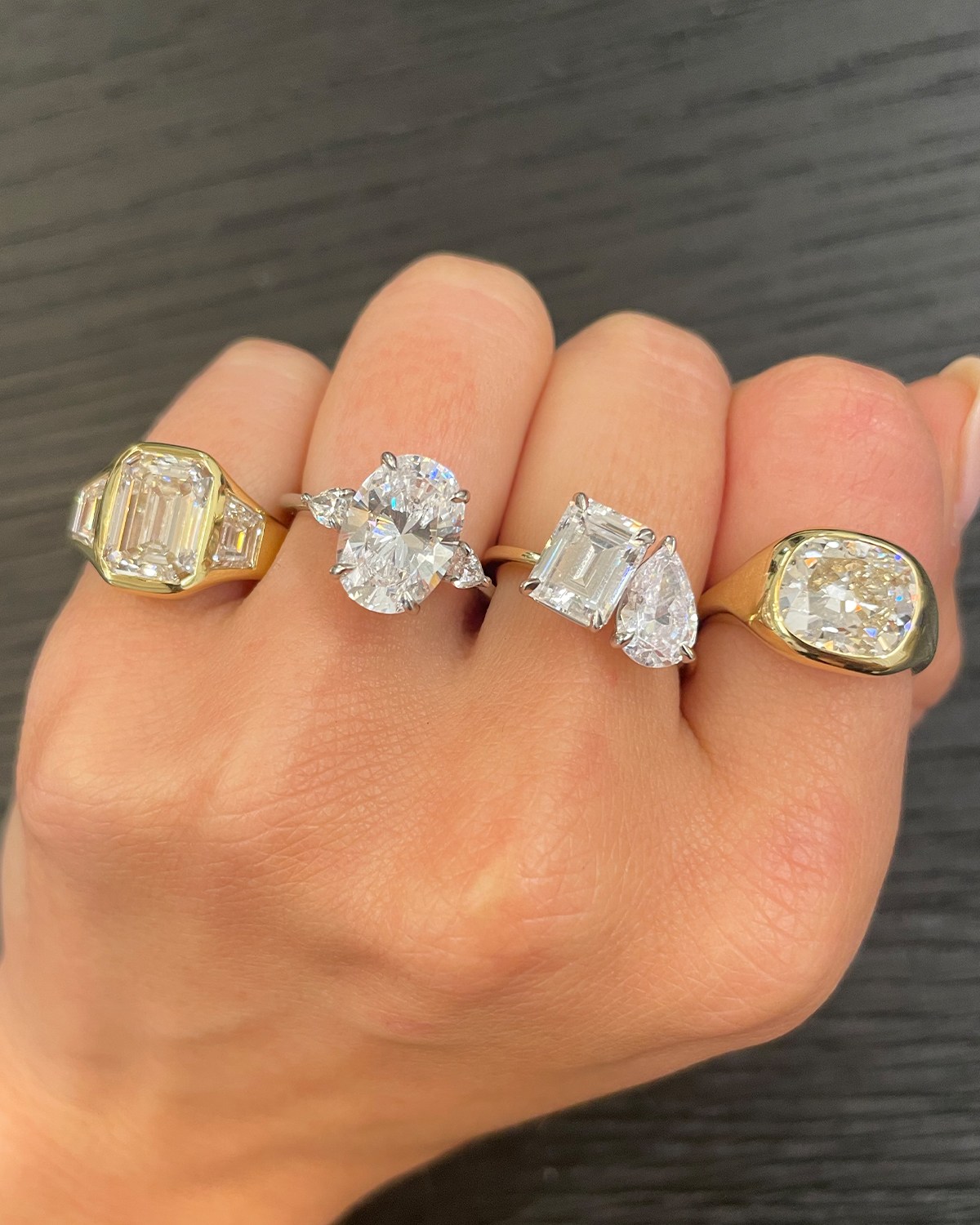 Natural diamond engagement rings in different engagement ring metals