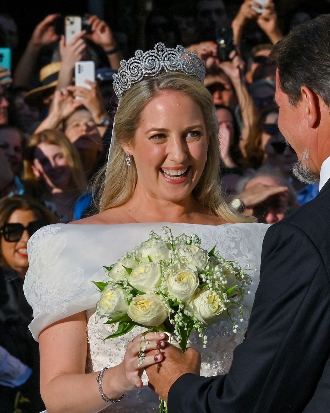 Theodora of Greece arrives at her wedding in Athens, Greece