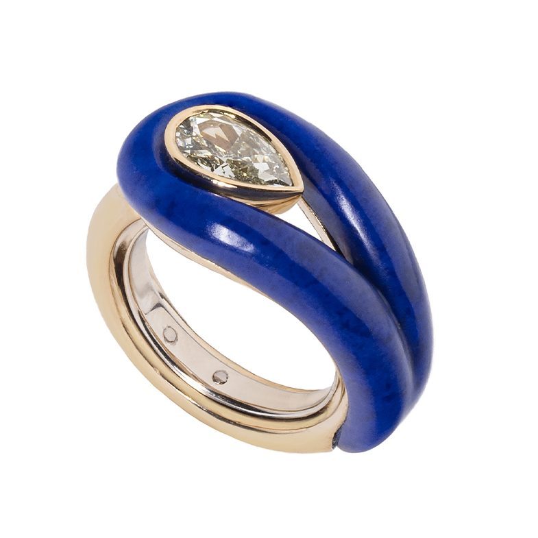 Millie and Noah diamond and lapis ring