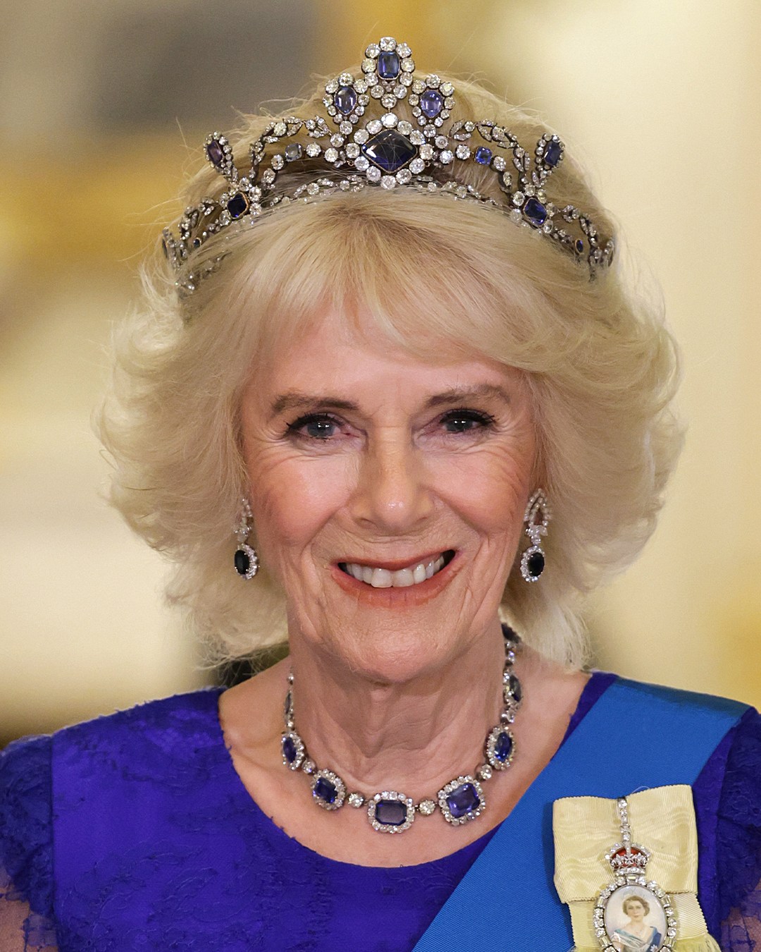Queen Elizabeth II historic collection of royal tiaras Garrard Queen Elizabeth's Queen Elizabeth’s Belgian Sapphire Tiara Camilla