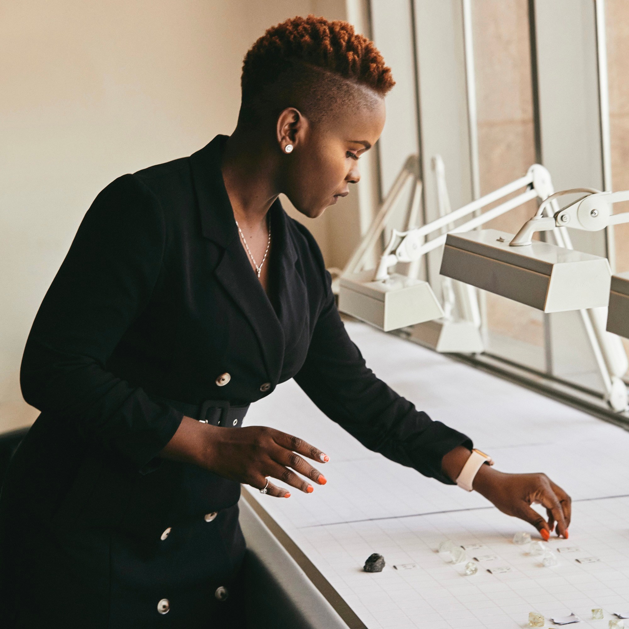 Lydia Tendy, Diamond Valuator, De Beers Global Sightholder Sales lily james botswana diamonds