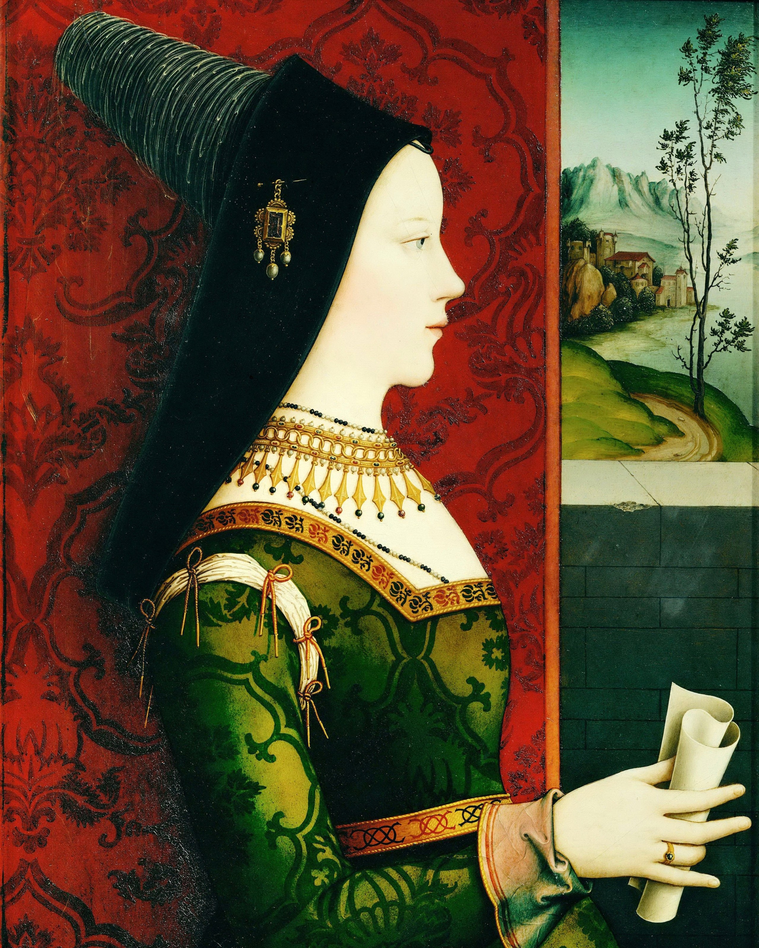 Portrait of Duchess Mary of Burgundy c. 1500. Found in the collection of Ambras Castle, Innsbruck. (Artist: Reiser, Niklas/ Getty Images)