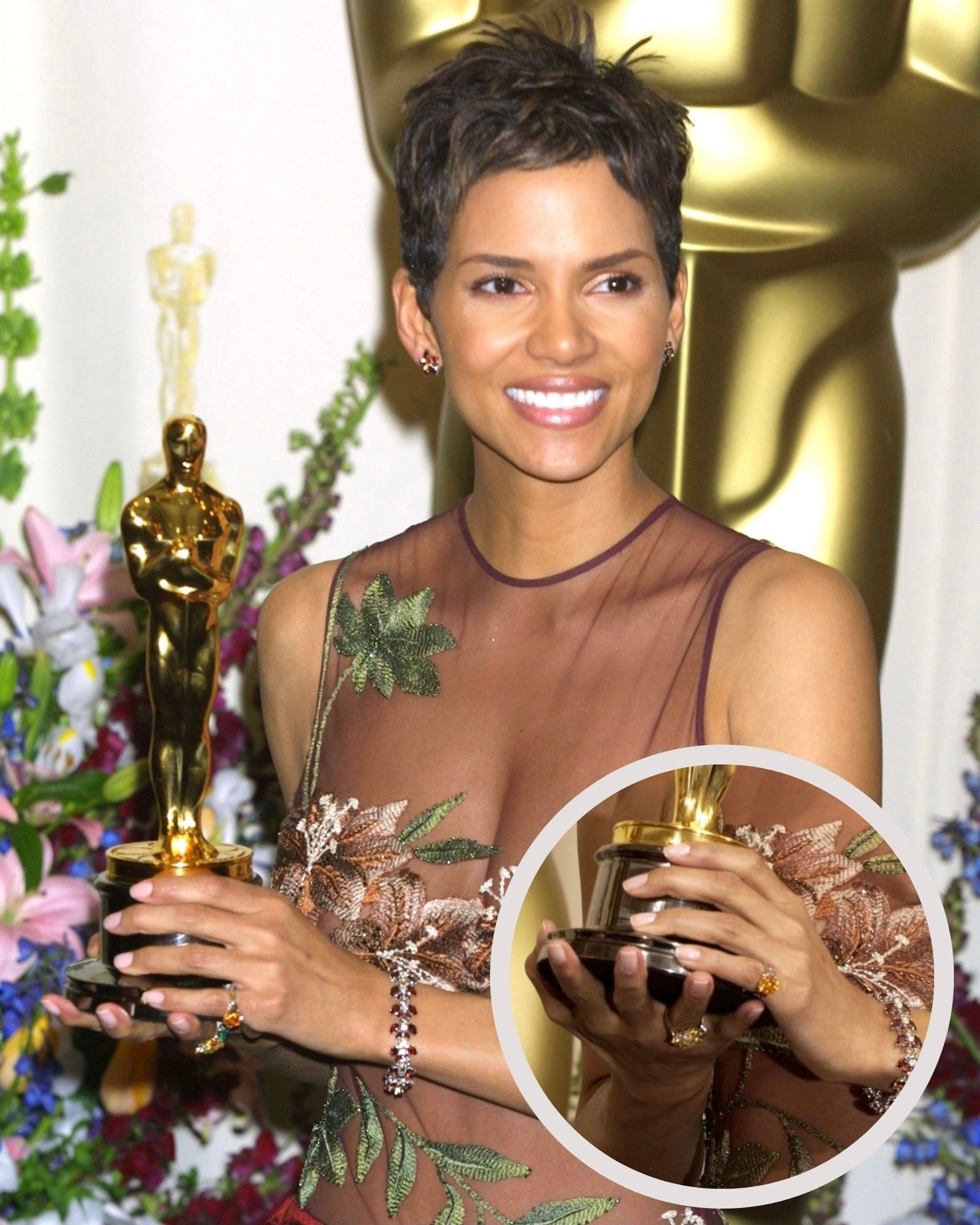 Oscars Jewelry: Halle Berry wore the rare pumpkin diamond at the 2002 Academy Awards