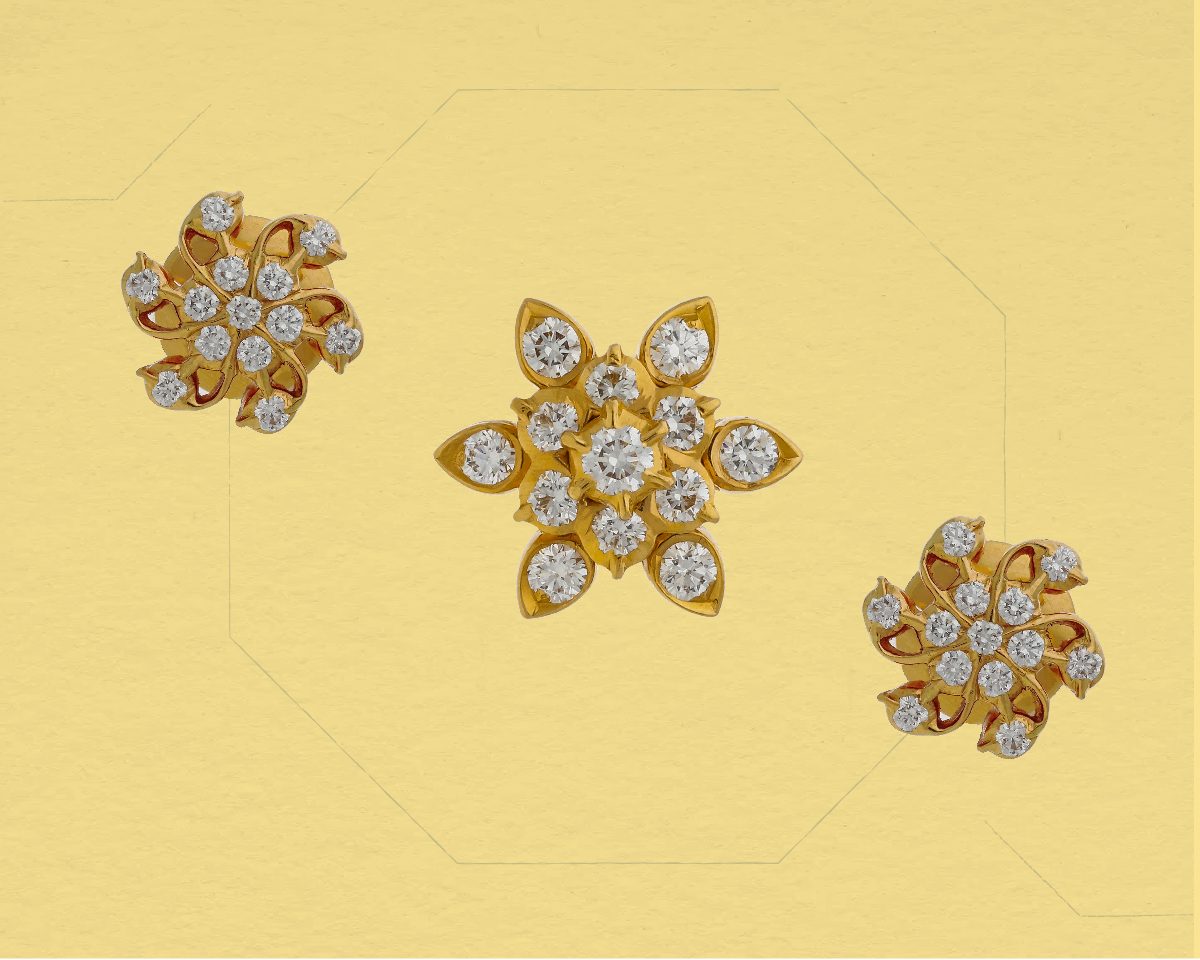 Perfectly Symmetrical Hexagonal Shape Of Vaira Thodu Earrings