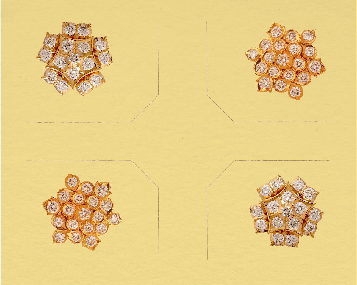 Hexagonal Shaped Vaira Thodu Earrings