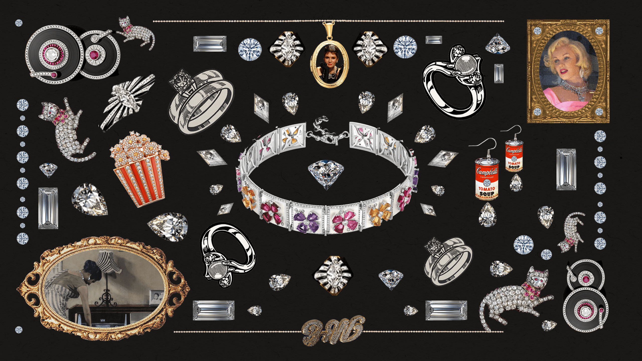 Bvlgari's Wild Pop line featuring natural diamond jewellery inspired by Andy Warhol and Roy Lichtenstein