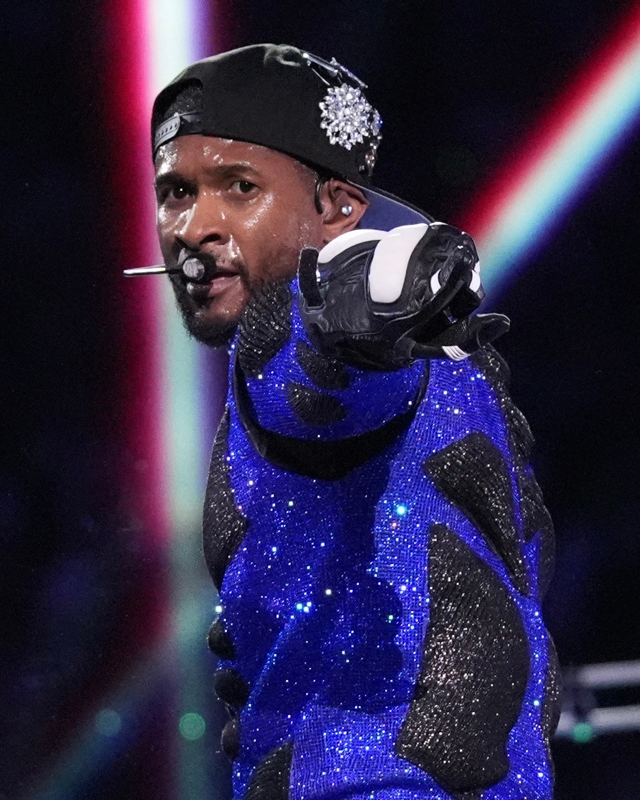 Usher performs during Apple Music halftime show of Super Bowl LVIII between the Kansas City Chiefs and the San Francisco 49ers in Las Vegas, Nevada, February 11, 2024. (Getty Images)