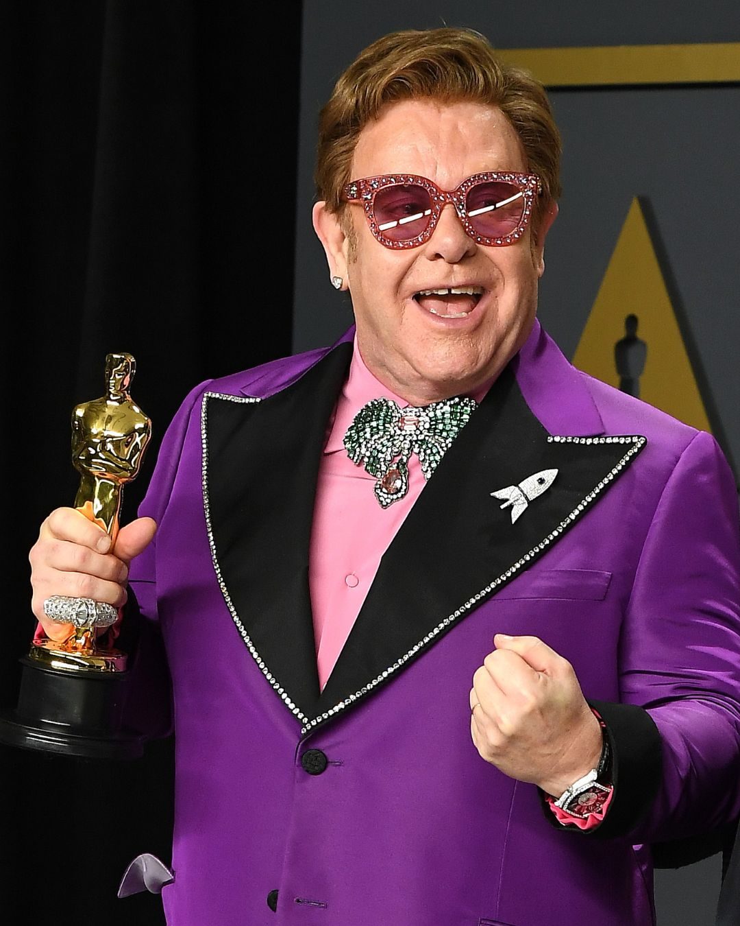 Elton John, winner of the Original Song award for "(I'm Gonna) Love Me Again" from "Rocketman," poses during the 92nd Annual Academy Awards on February 09, 2020. (Getty Images)