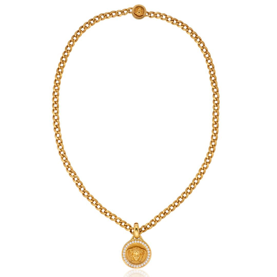 Elton John's Versace Diamond and Gold Medusa Head Pendant