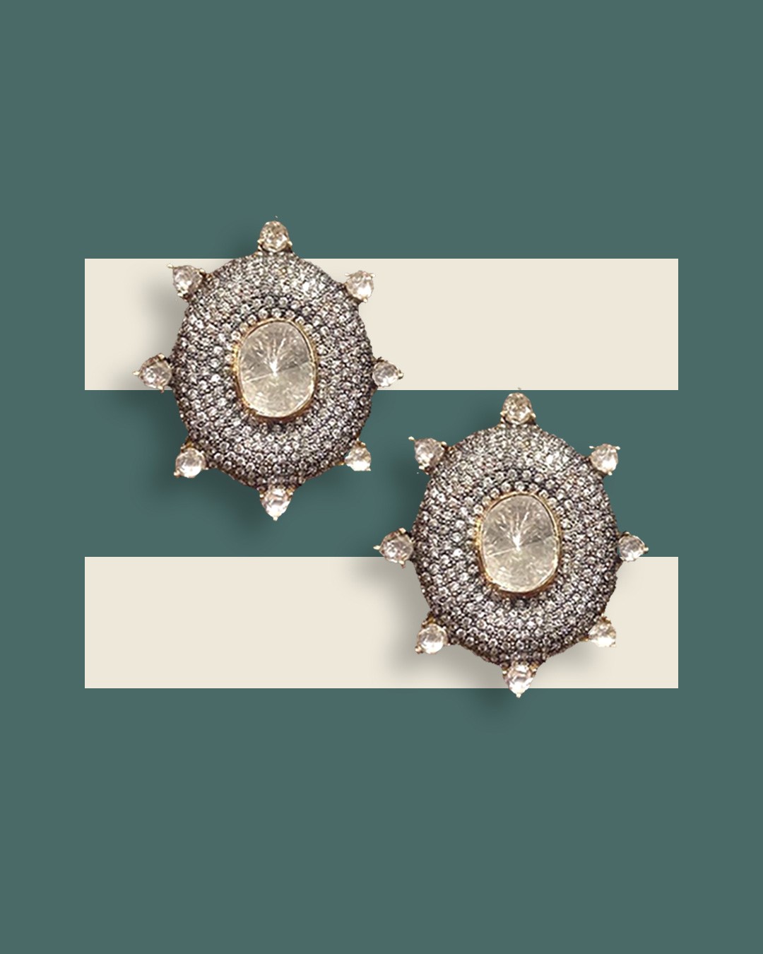 Polki tops with a large central uncut diamond solitaire