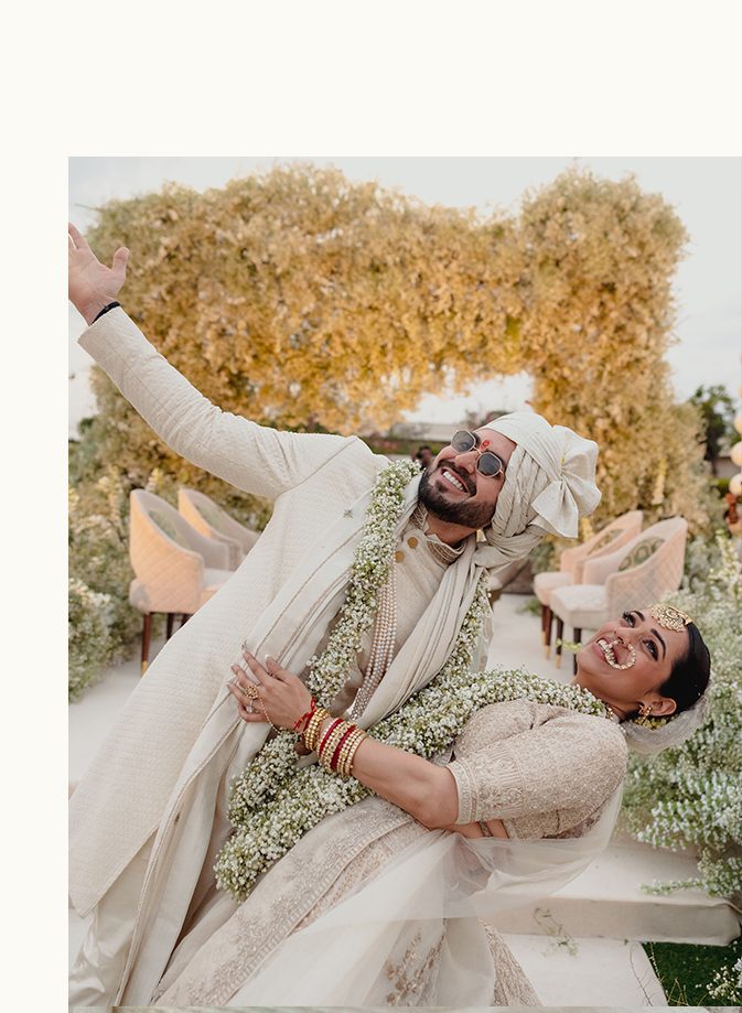 Palak and Avnish styling natural diamonds in their wedding