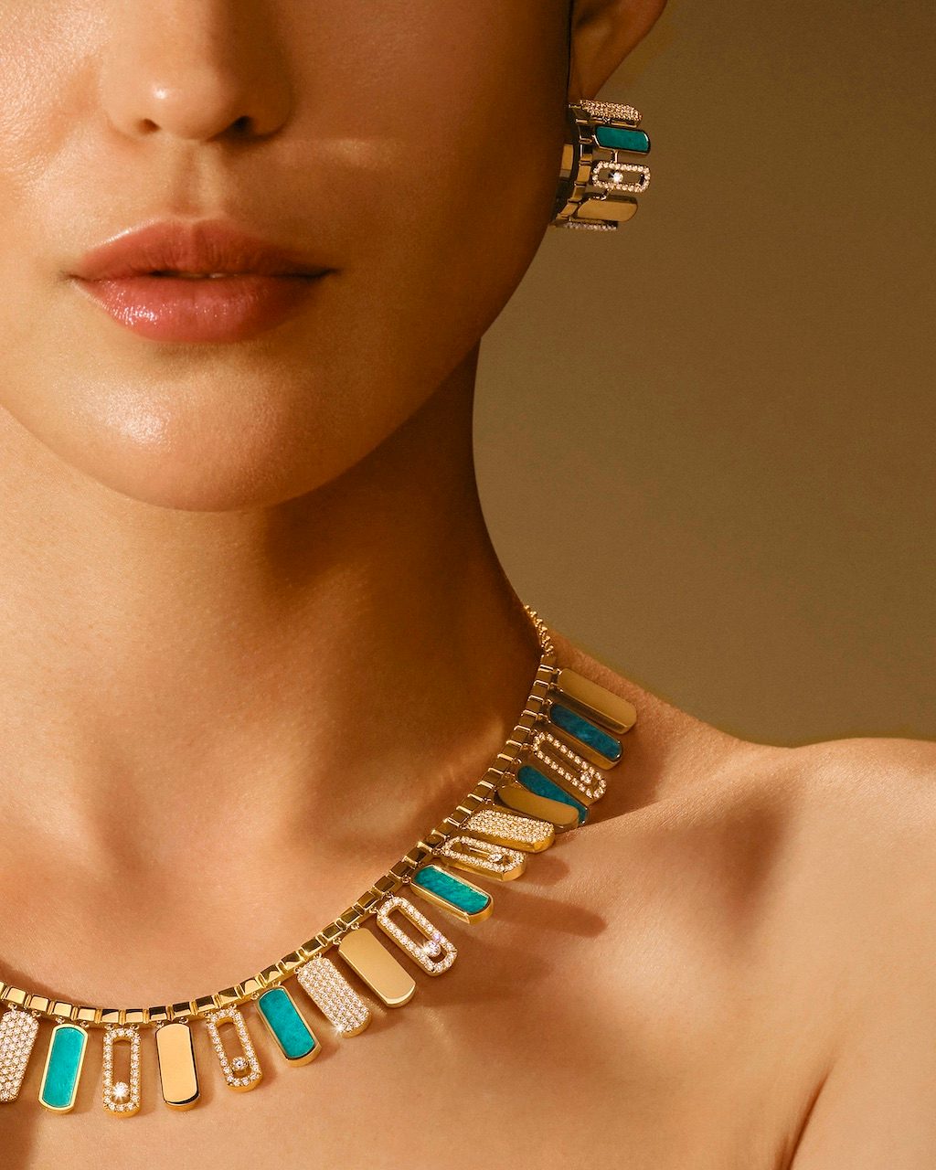 Egyptian Jewelry Messika x Bucherer Move iconica Amazonite in Yellow Gold