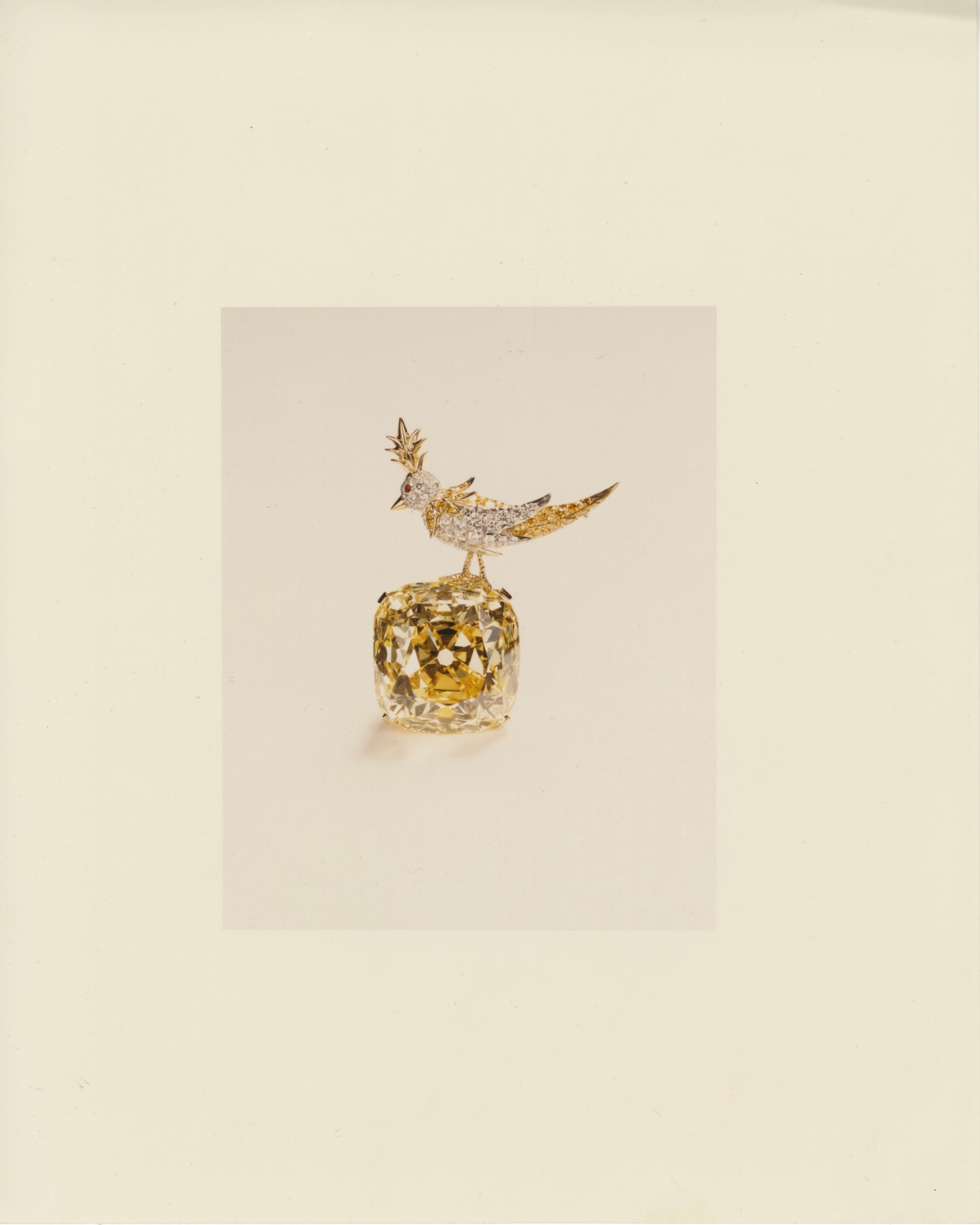 Bird Jewelry The Tiffany Diamond, Set in the Bird on a Rock Setting. (Courtesy of Tiffany & Co.)