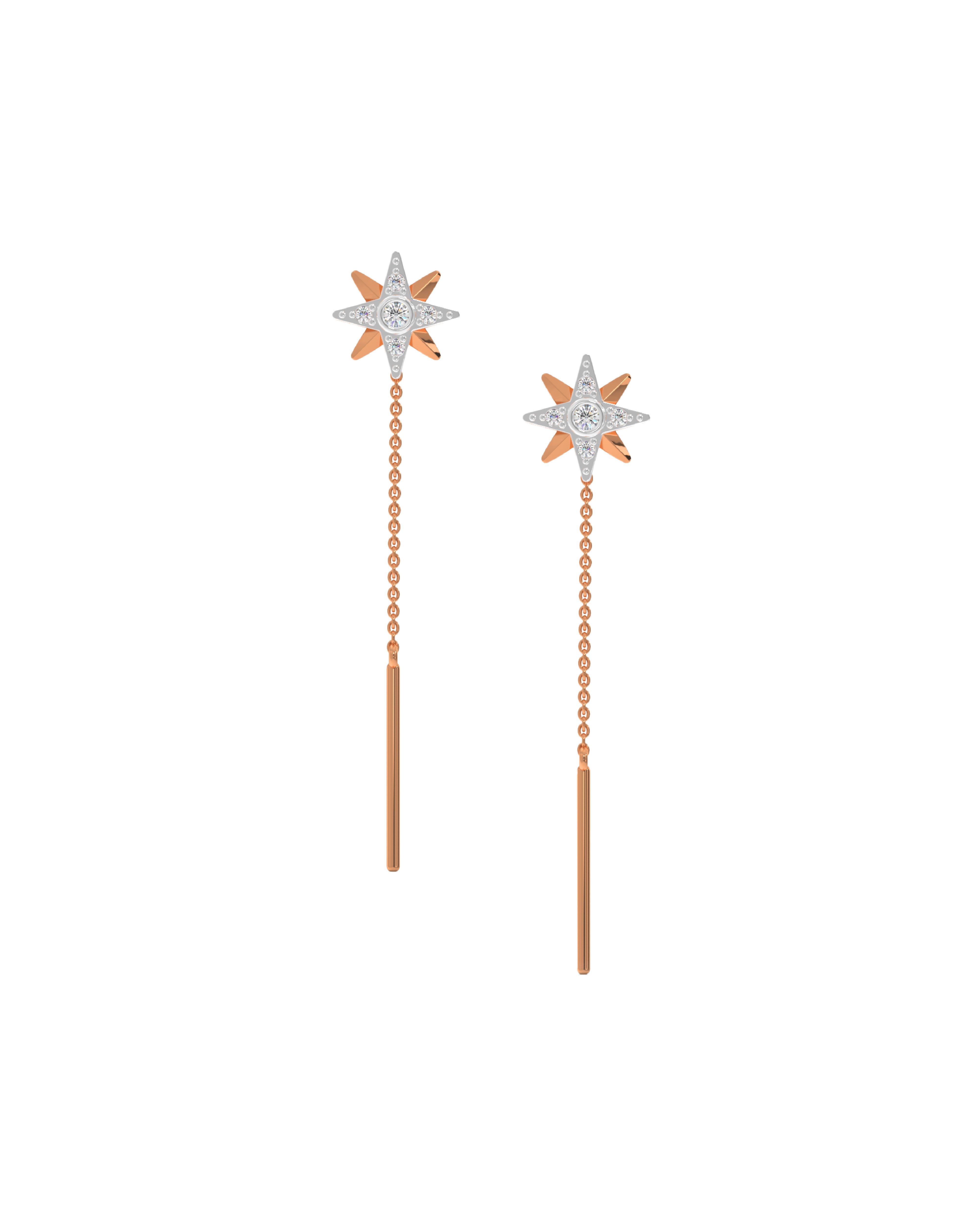 Sparkling Rose-Gold Diamond Earrings by Kisna Jewellery