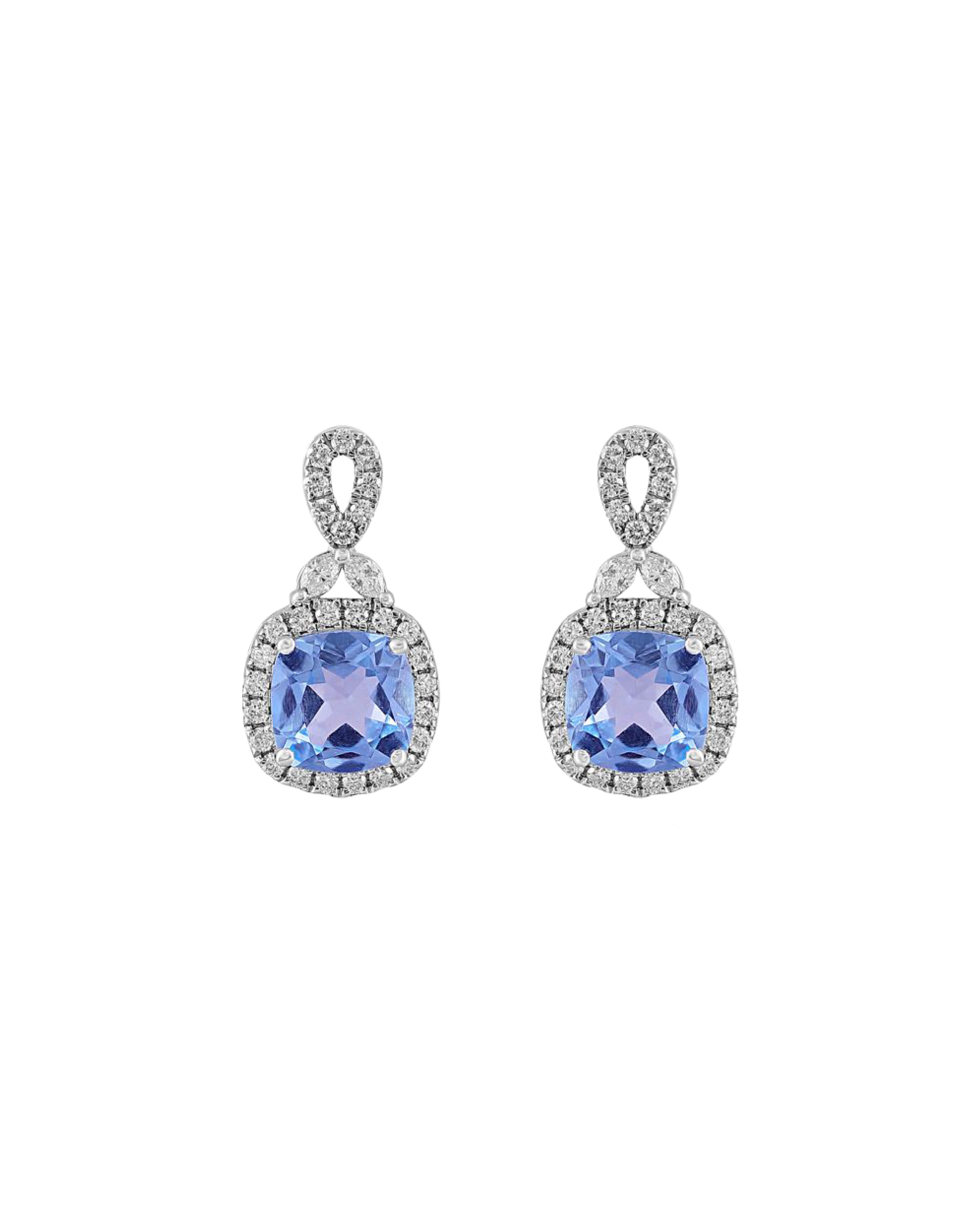 Diamond Earrings from Shea Luxe with Periwinkle Stones