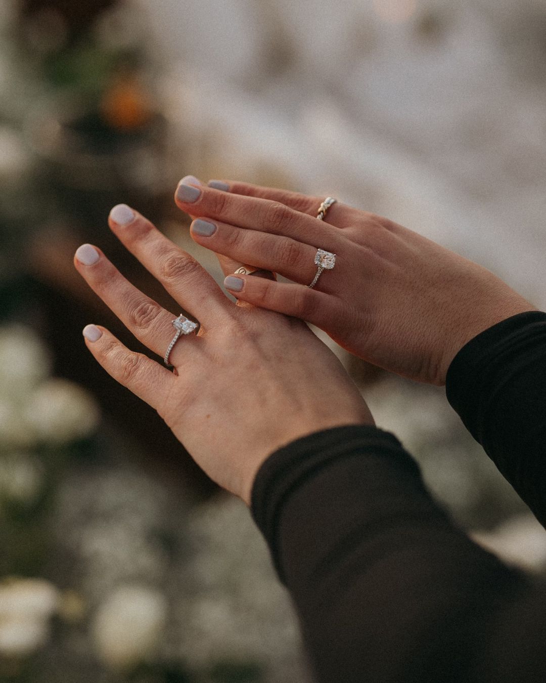 Kwiat's Mine to Shine program provided two natural diamond engagement rings from one traceable rough stone.