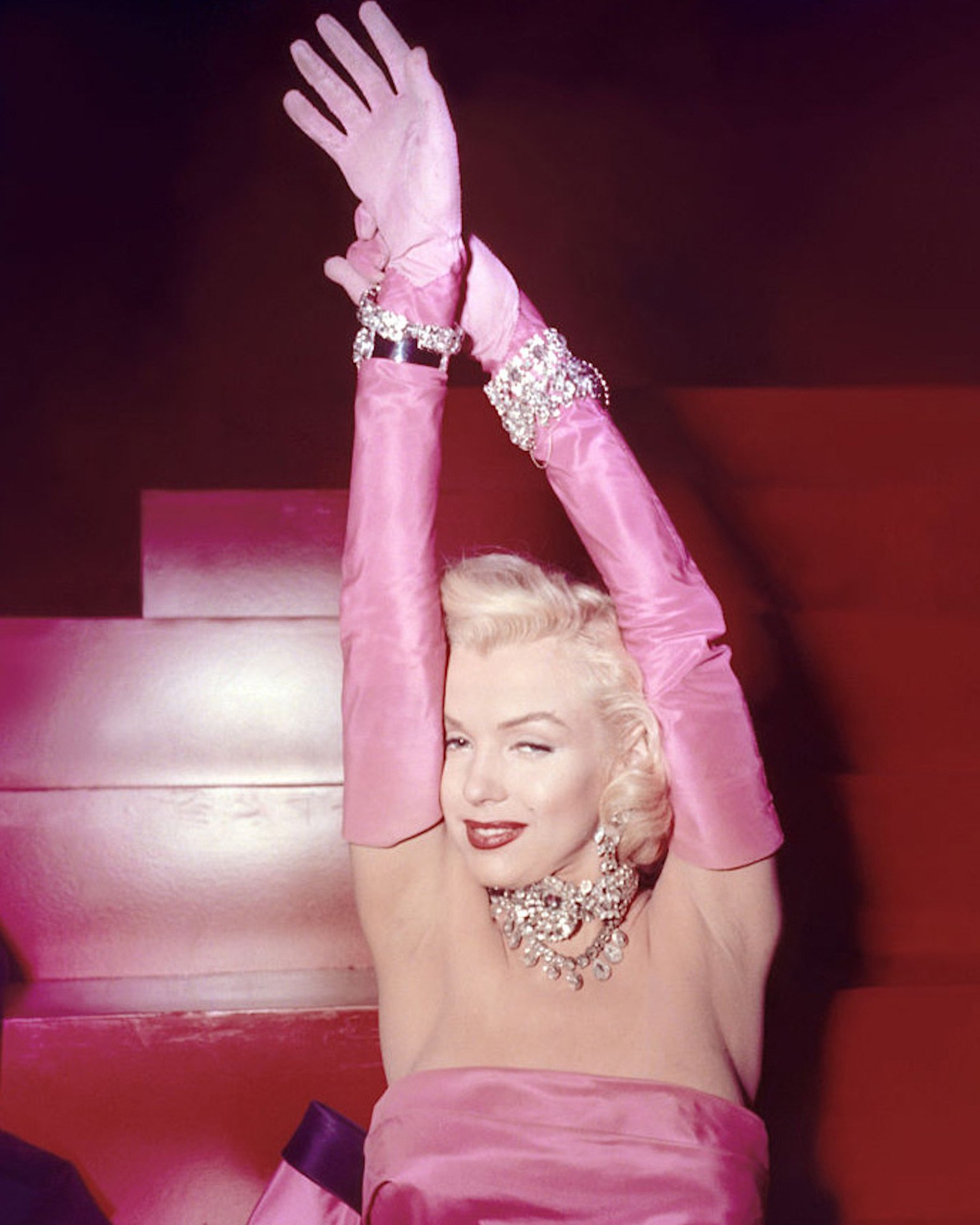 Marilyn Monroe on the set of Gentlemen Prefer Blondes